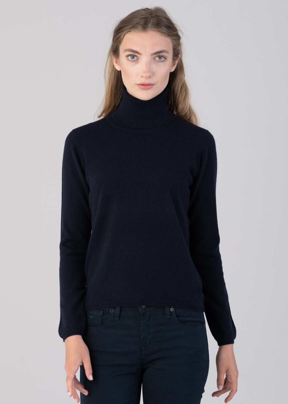 Millie Cashmere Roll Collar - Navy - 2