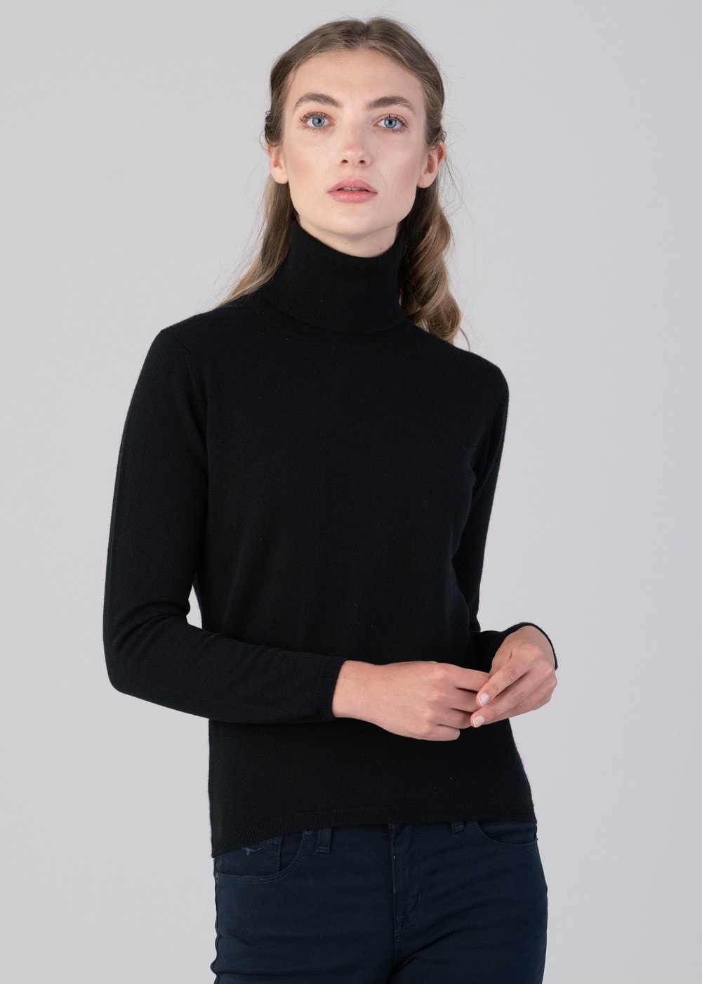 Millie Cashmere Roll Collar - Black - 2