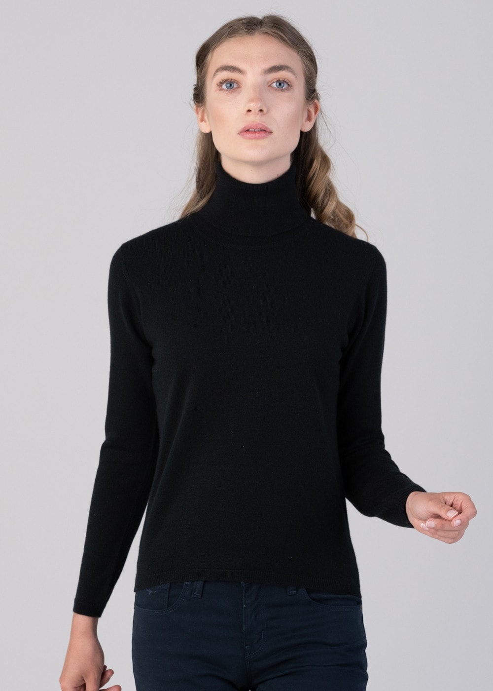 Millie Cashmere Roll Collar - Black - 3