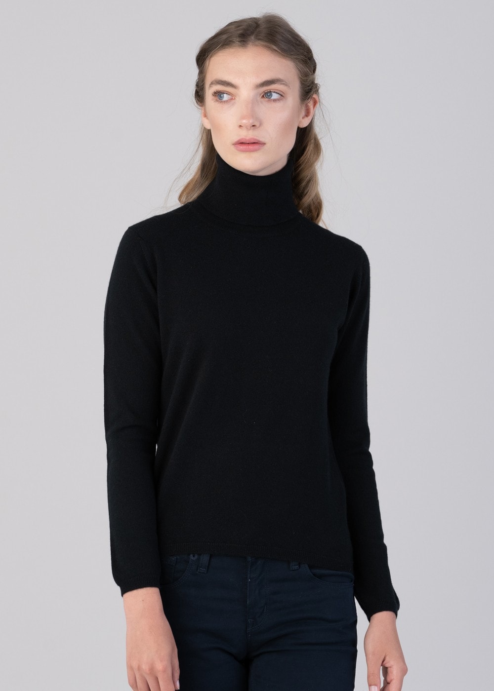 Millie Cashmere Roll Collar - Black - 4