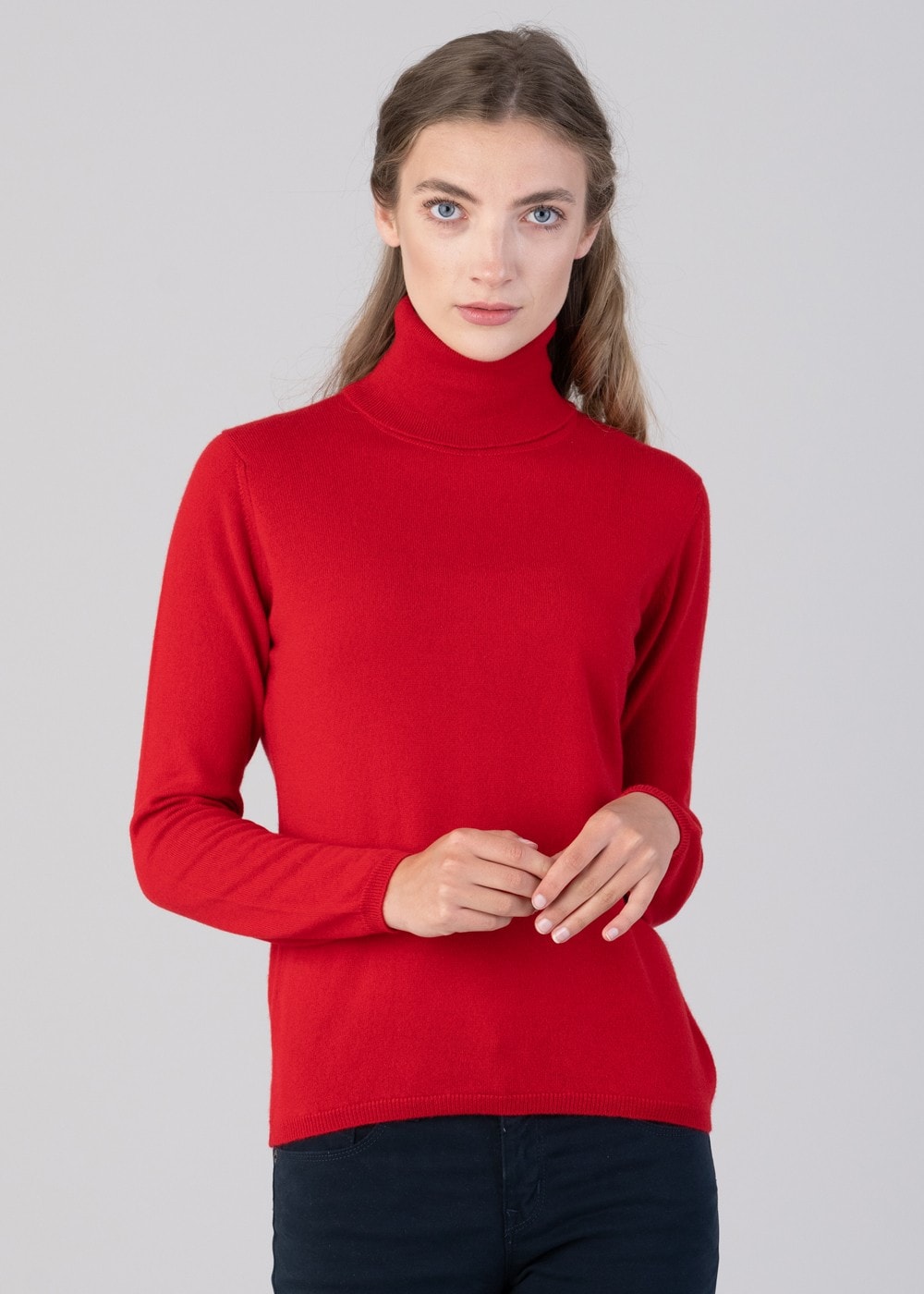 Millie Cashmere Roll Collar - Cardinal - 2