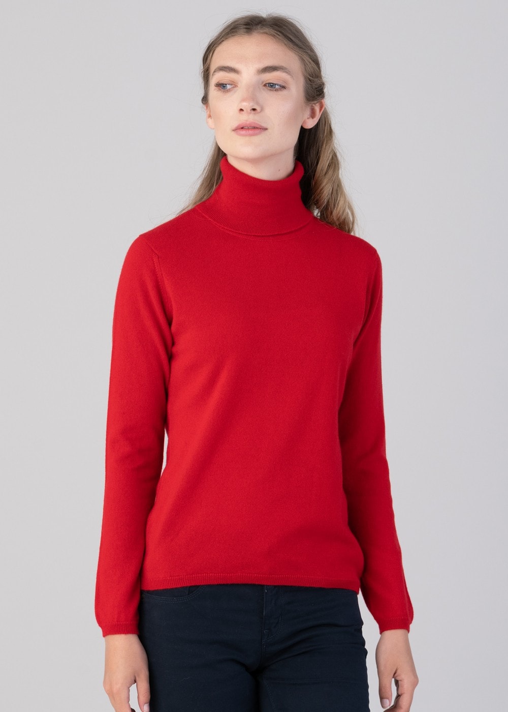 Millie Cashmere Roll Collar - Cardinal - 3