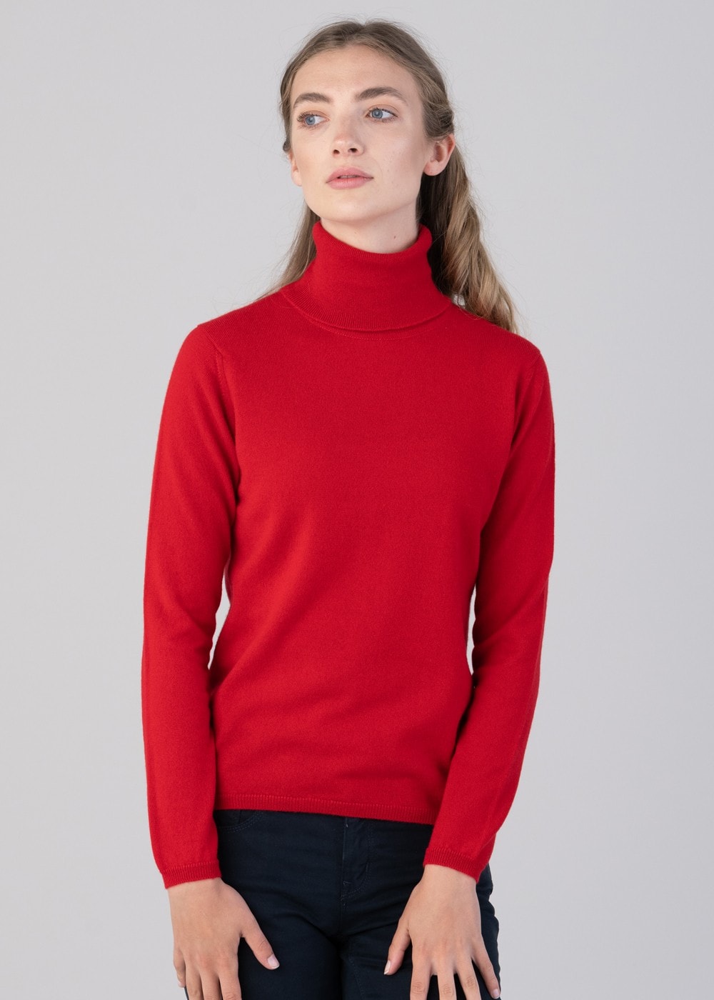 Millie Cashmere Roll Collar - Cardinal - 4