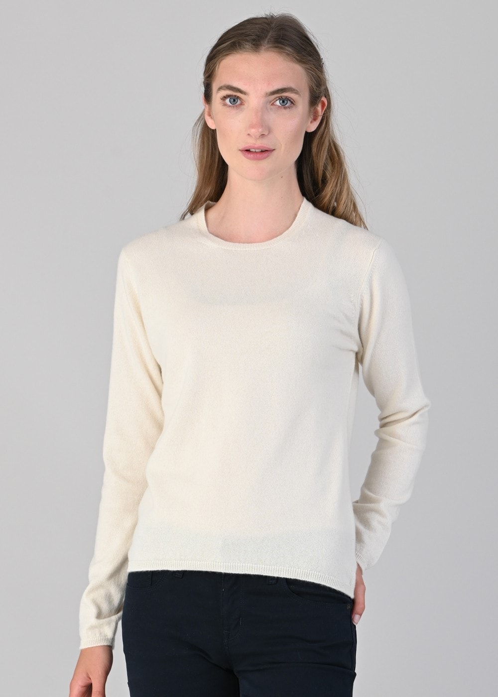 Millie Cashmere Crew Neck - White Undyed - 3