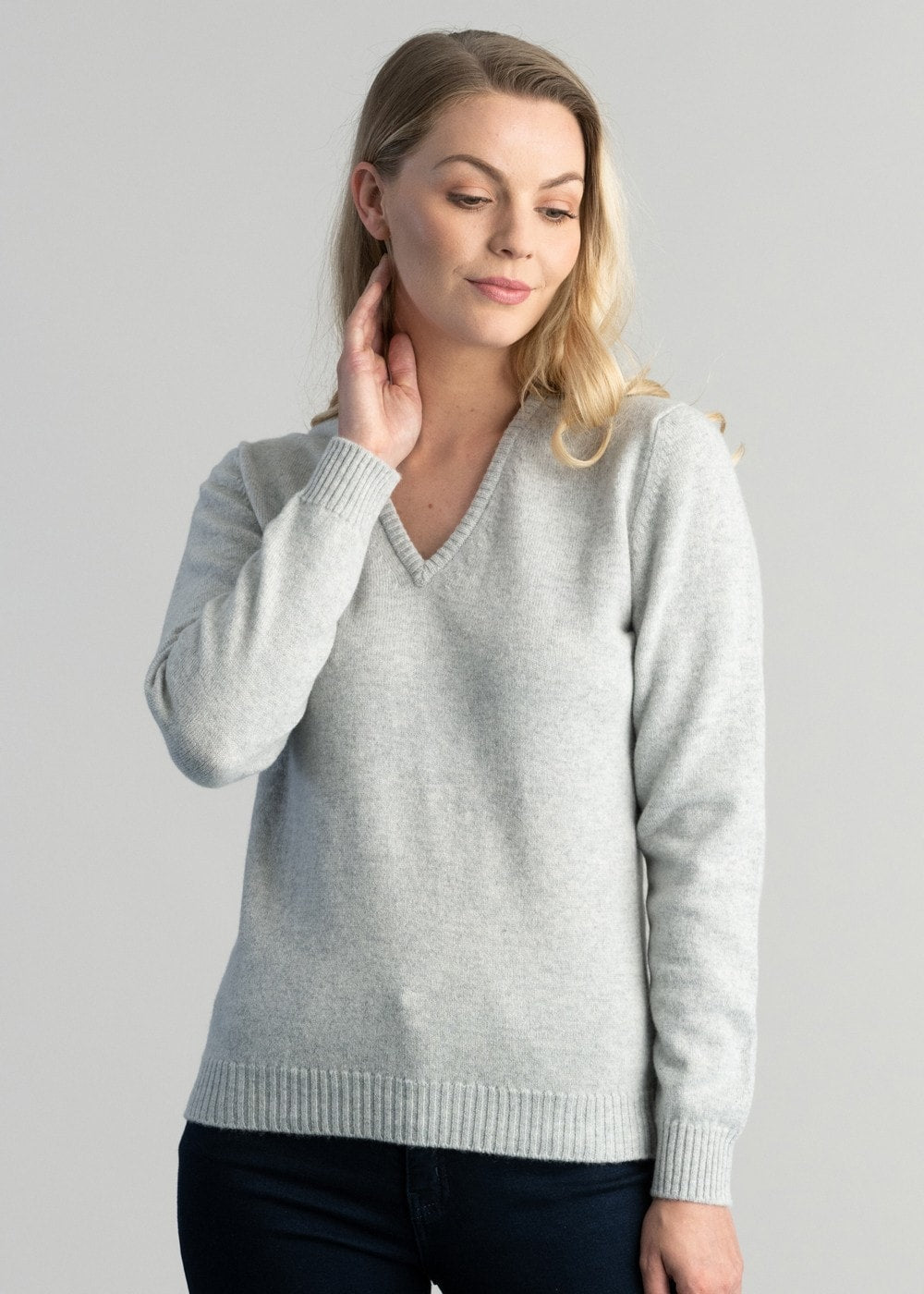 Lindsey Lambswool V-Neck - Zinc - 4