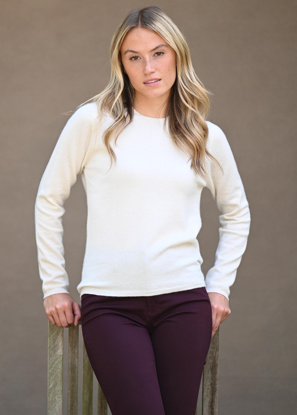 Millie Cashmere Crew Neck - White Undyed - 5