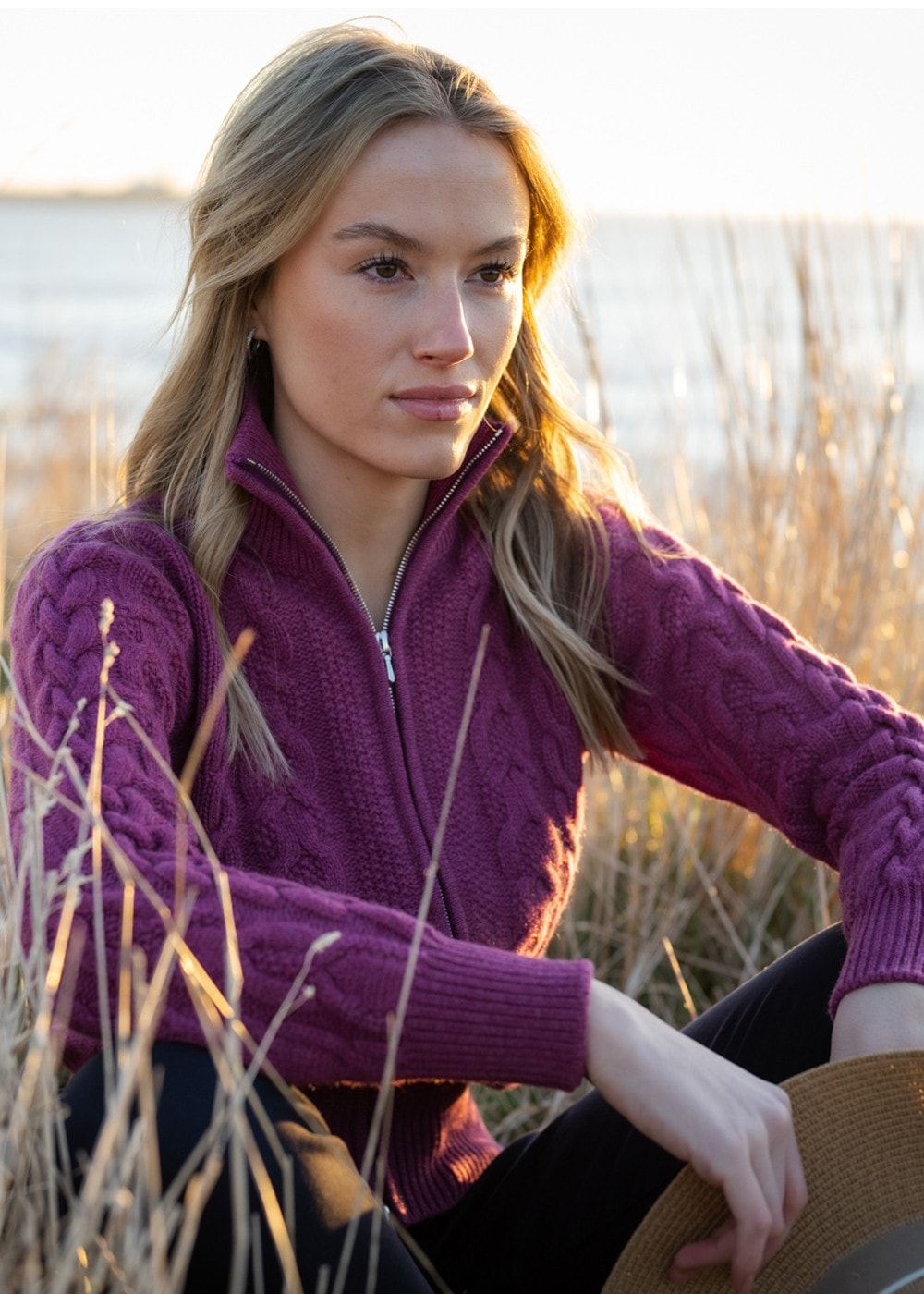 Rosie Cashmere Cable Jacket - Loganberry - 5