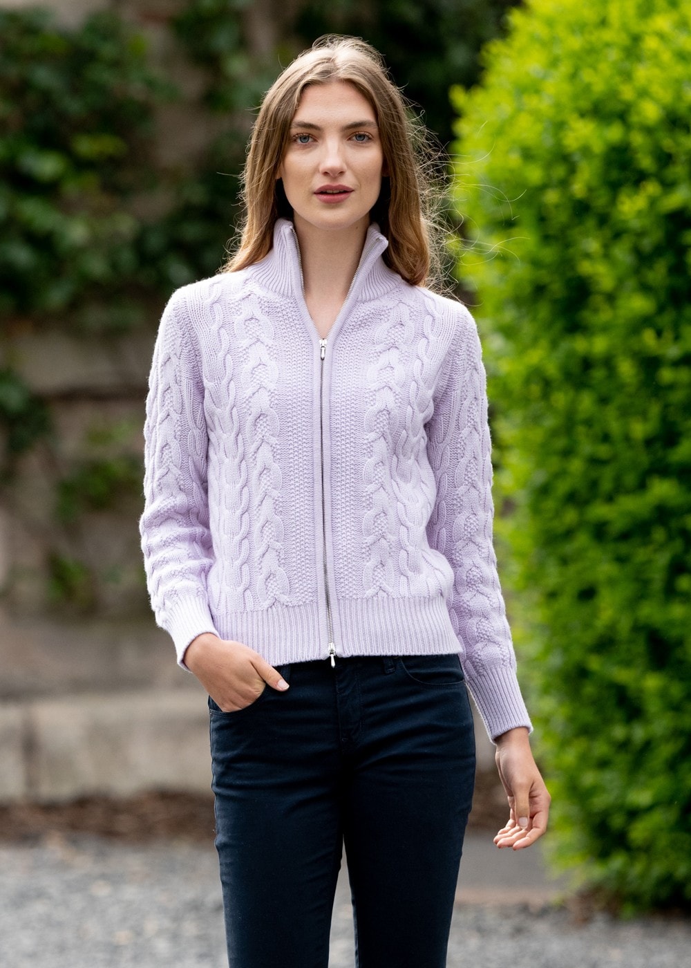 Rosie Cashmere Cable Jacket - Freesia - 5