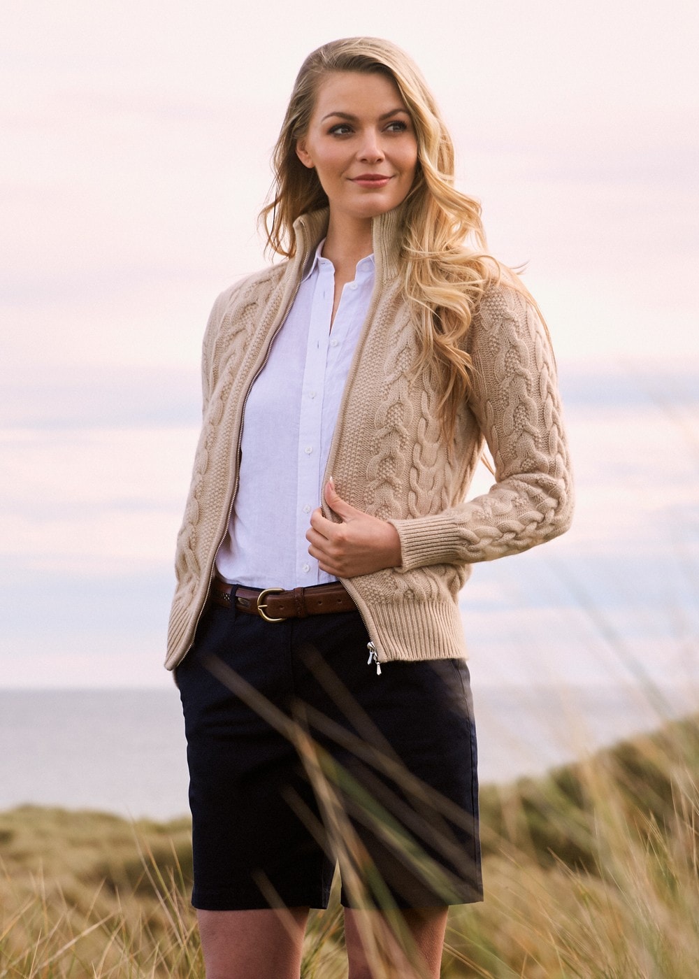 Rosie Cashmere Cable Jacket - Oatmeal - 5