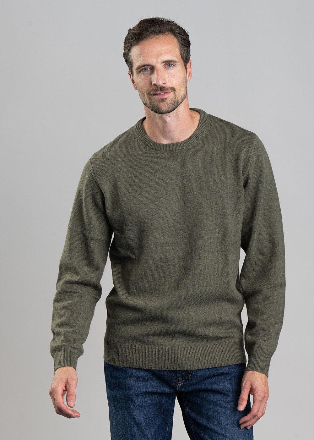 Lambswool Crew Neck Jumper - Moss - 3