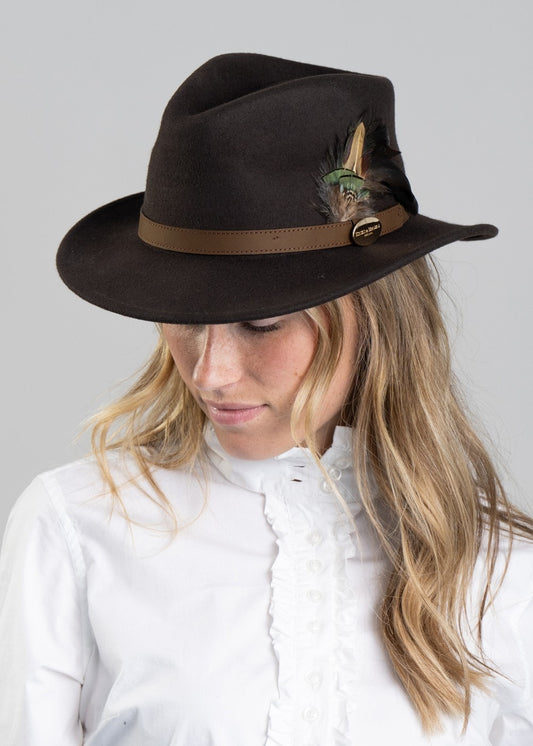 Suffolk Fedora Bronze Side Feather - Brown - 1