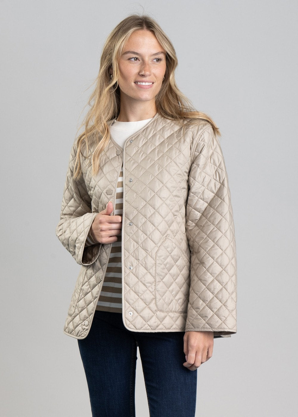 Quilted Jacket - Concrete Beige - 1