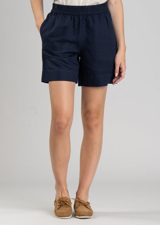 Linen Pull-On Shorts - Evening Blue - 1