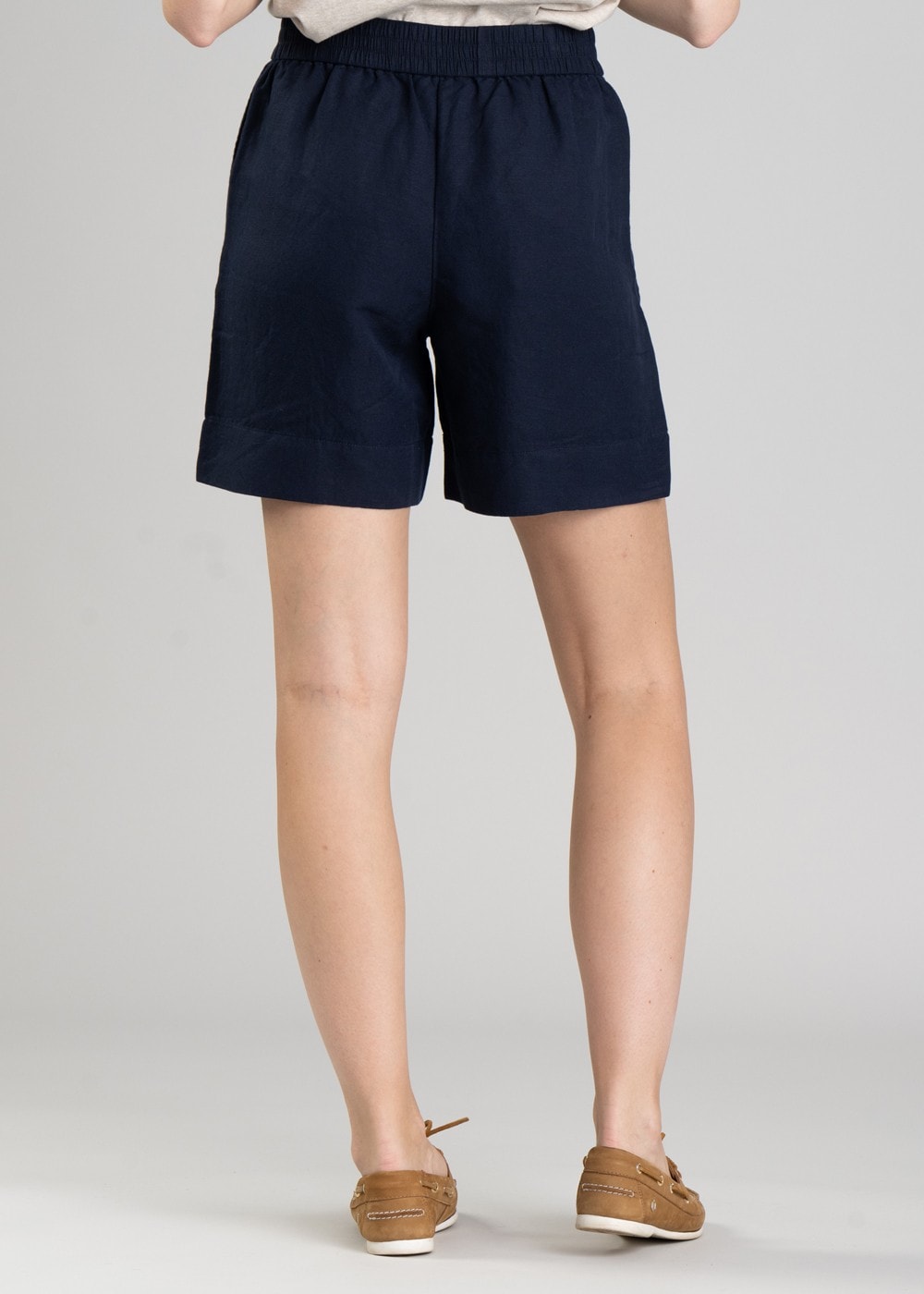 Linen Pull-On Shorts - Evening Blue - 3