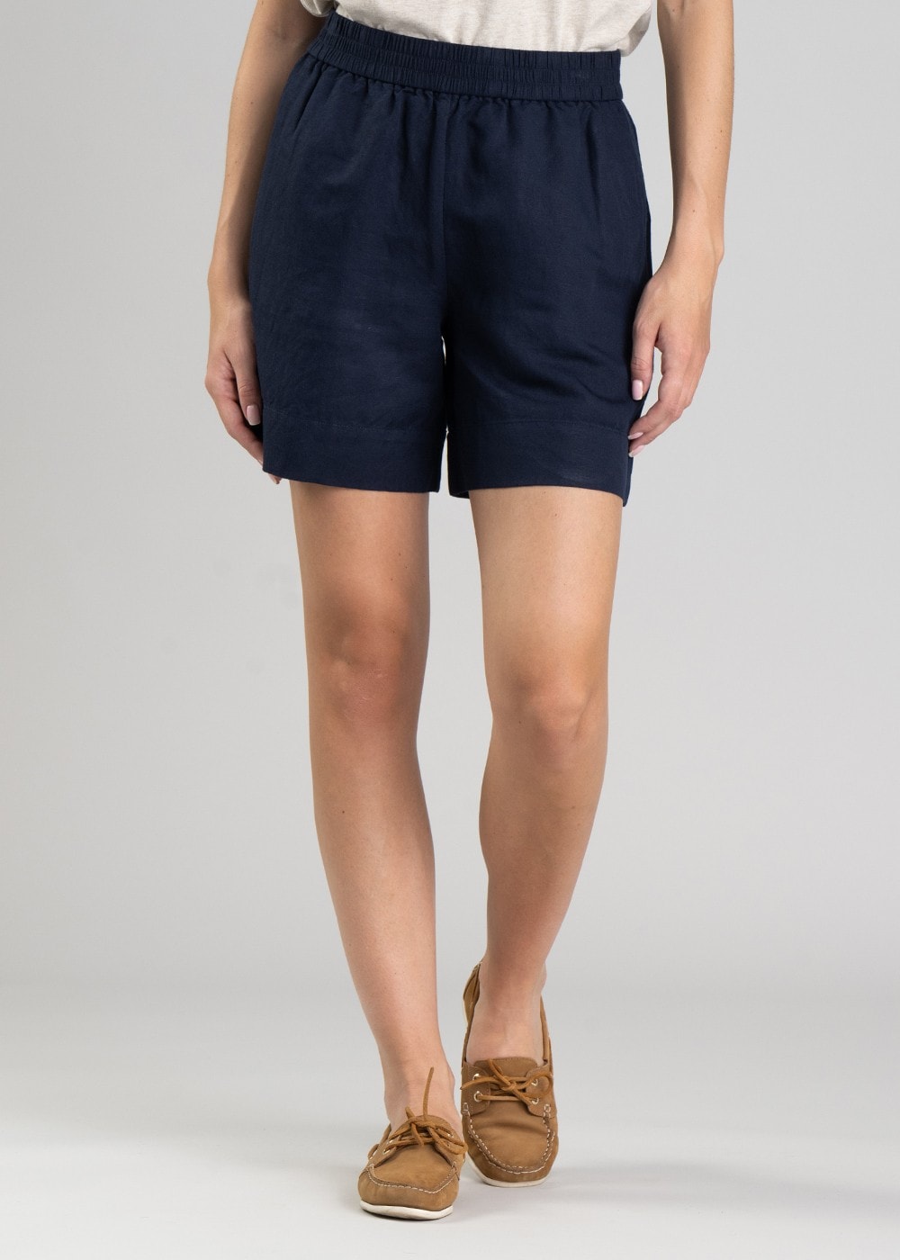 Linen Pull-On Shorts - Evening Blue - 4