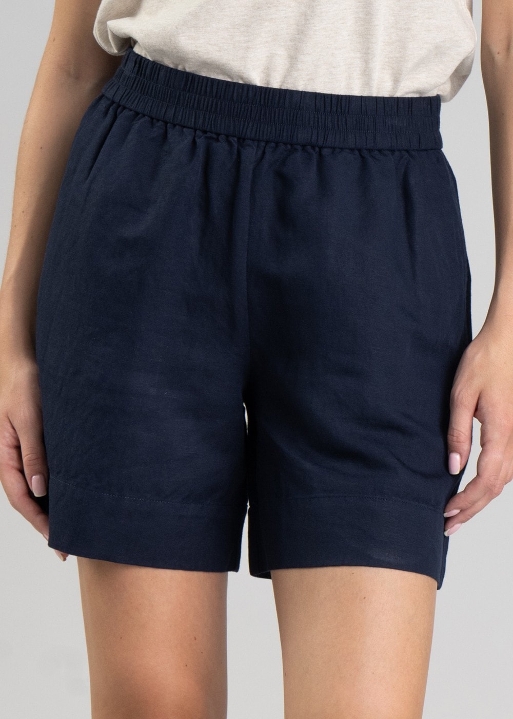 Linen Pull-On Shorts - Evening Blue - 5