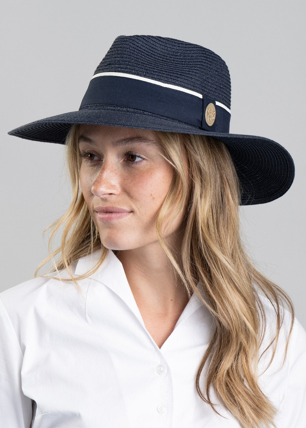 Hemley Wide Brim Fedora - Navy - 2