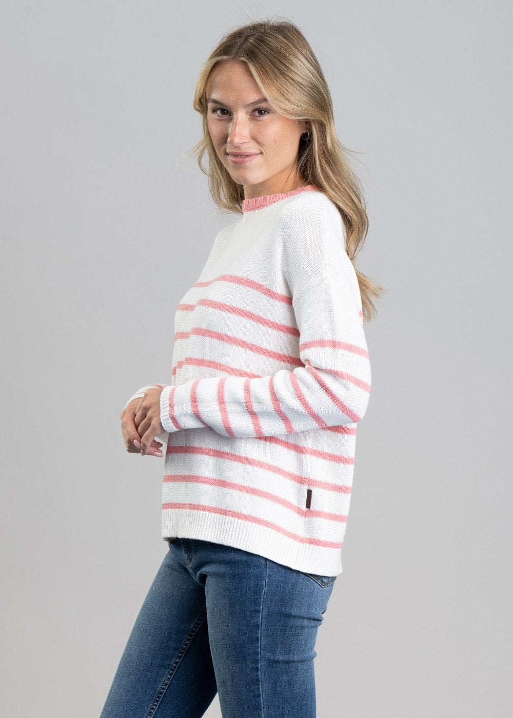 Lee Bay Jumper - Soft White and Flamingo - 3