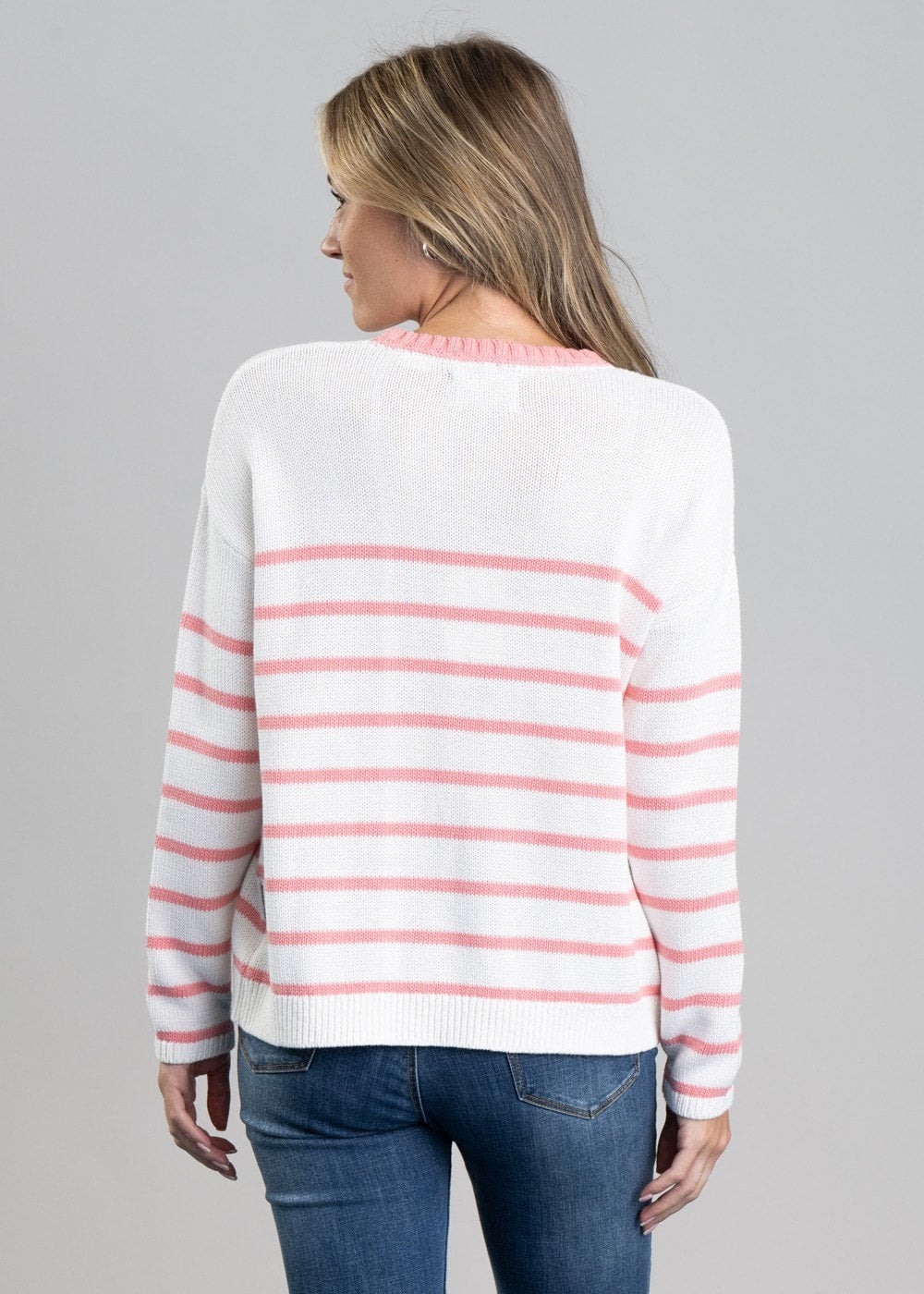 Lee Bay Jumper - Soft White and Flamingo - 4