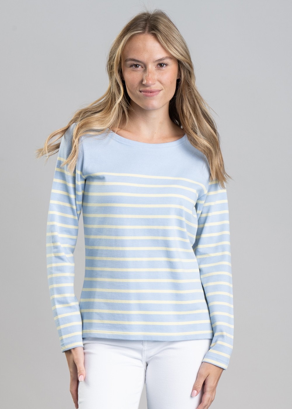 Beauport Top - Pale Blue and Lemon Stripe - 1