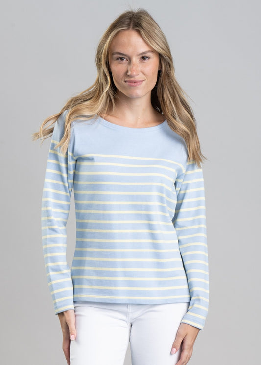 Beauport Top - Pale Blue and Lemon Stripe - 1