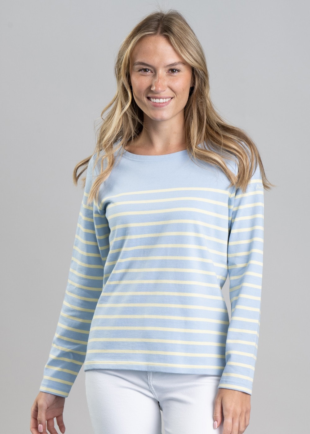 Beauport Top - Pale Blue and Lemon Stripe - 2