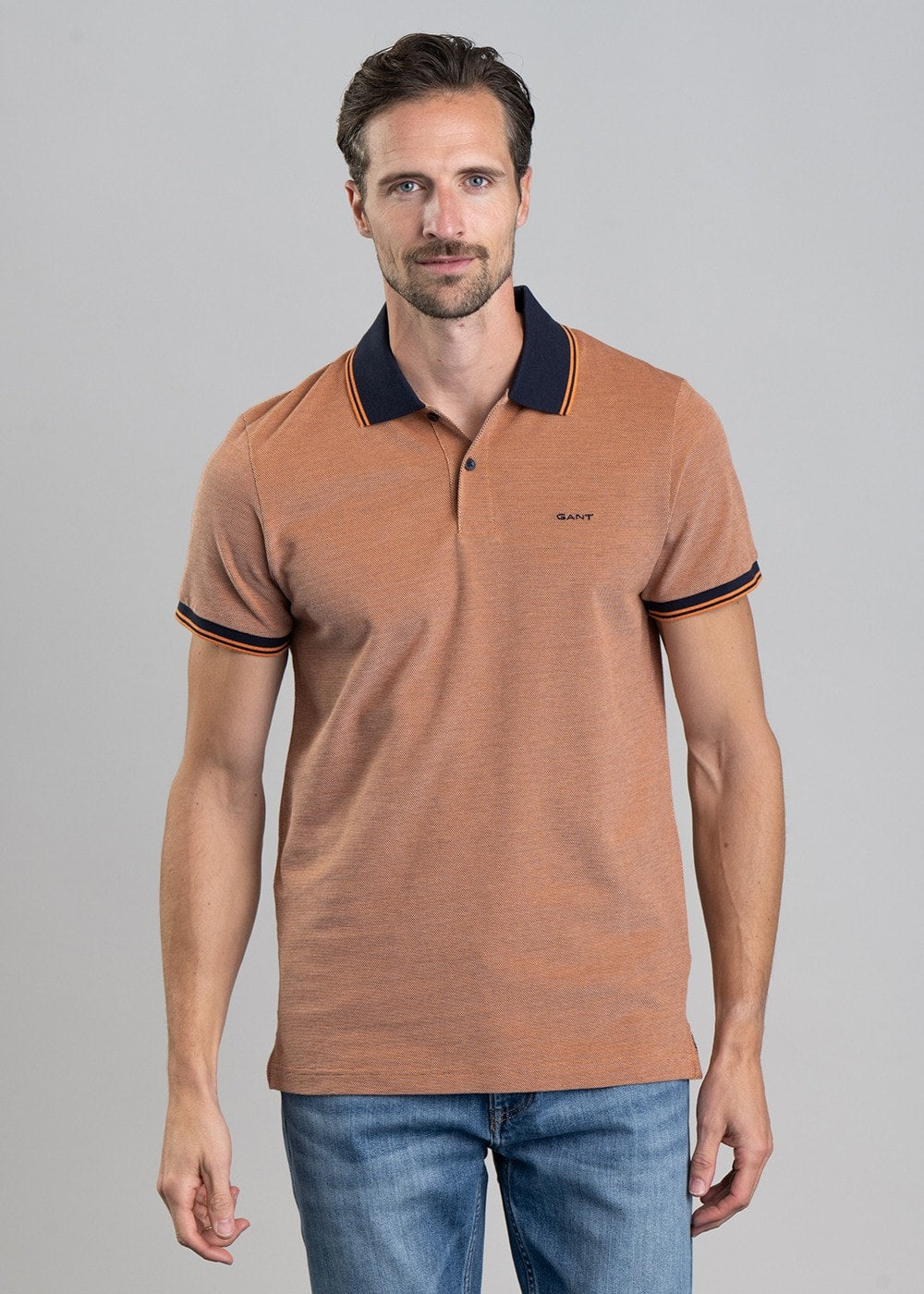 Oxford Pique Polo - Pumpkin Orange - 1