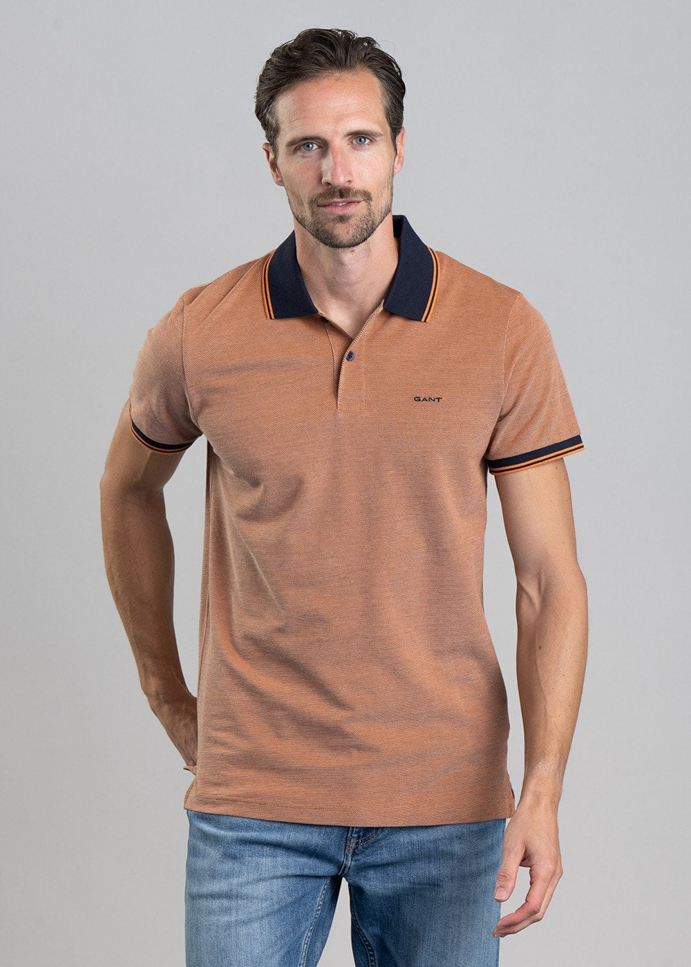 Oxford Pique Polo - Pumpkin Orange - 2