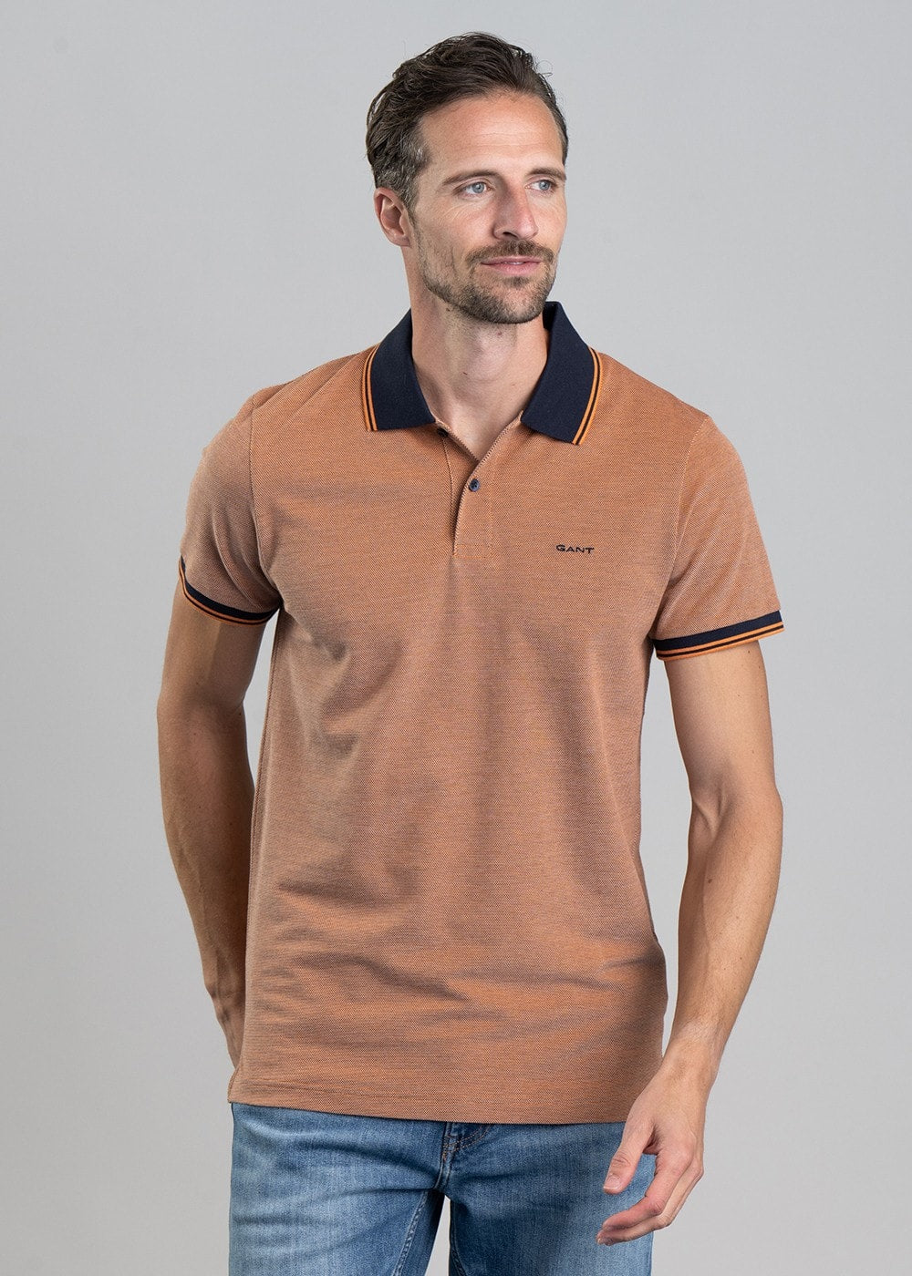 Oxford Pique Polo - Pumpkin Orange - 3