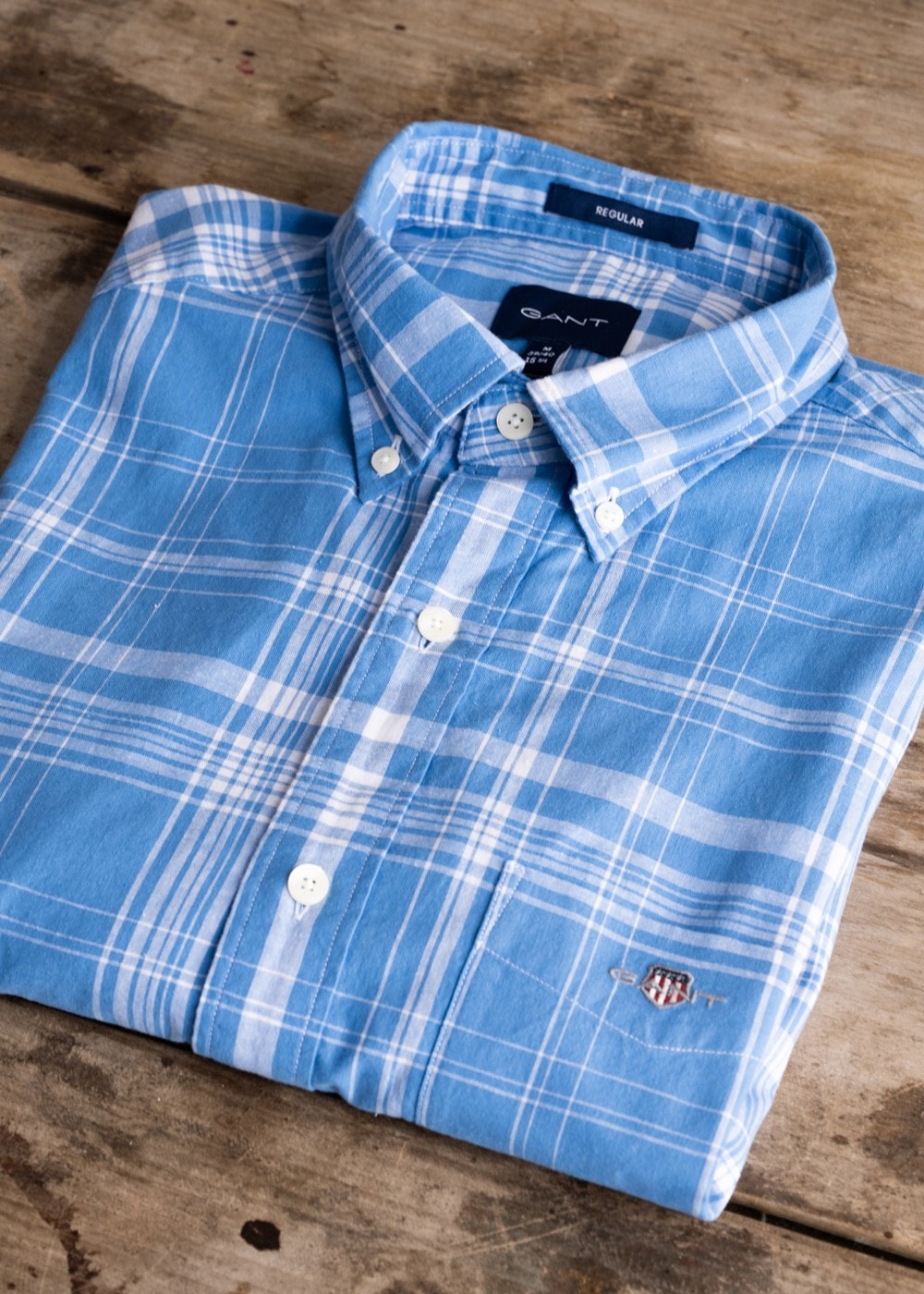 Linen Short Sleeved Check Shirt - Day Blue - 2