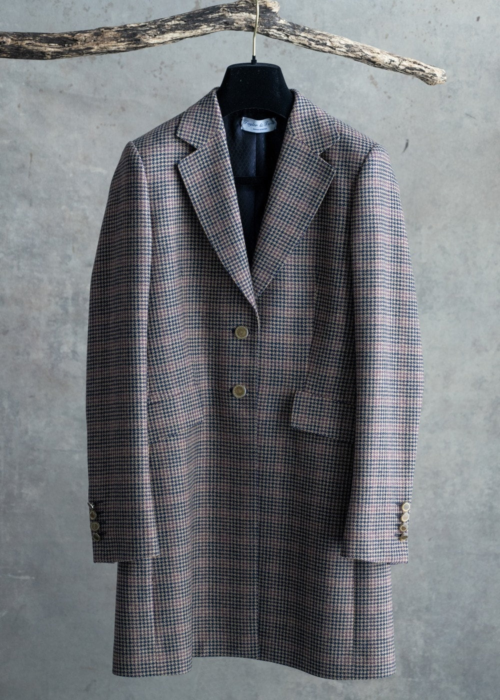 Highgrove Long Jacket - Plum Houndstooth - 8