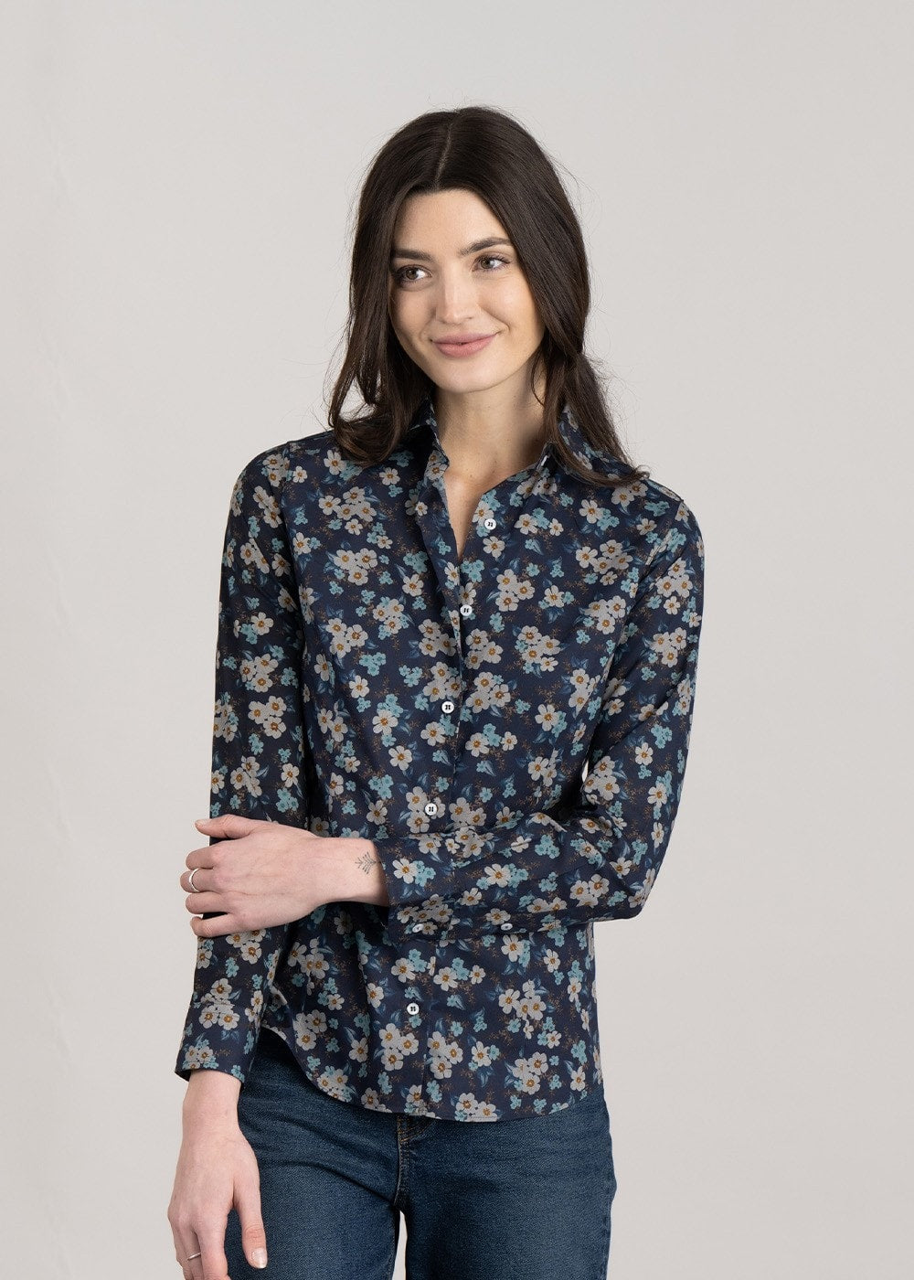 Arabella Liberty Shirt - Navy Floral - 1