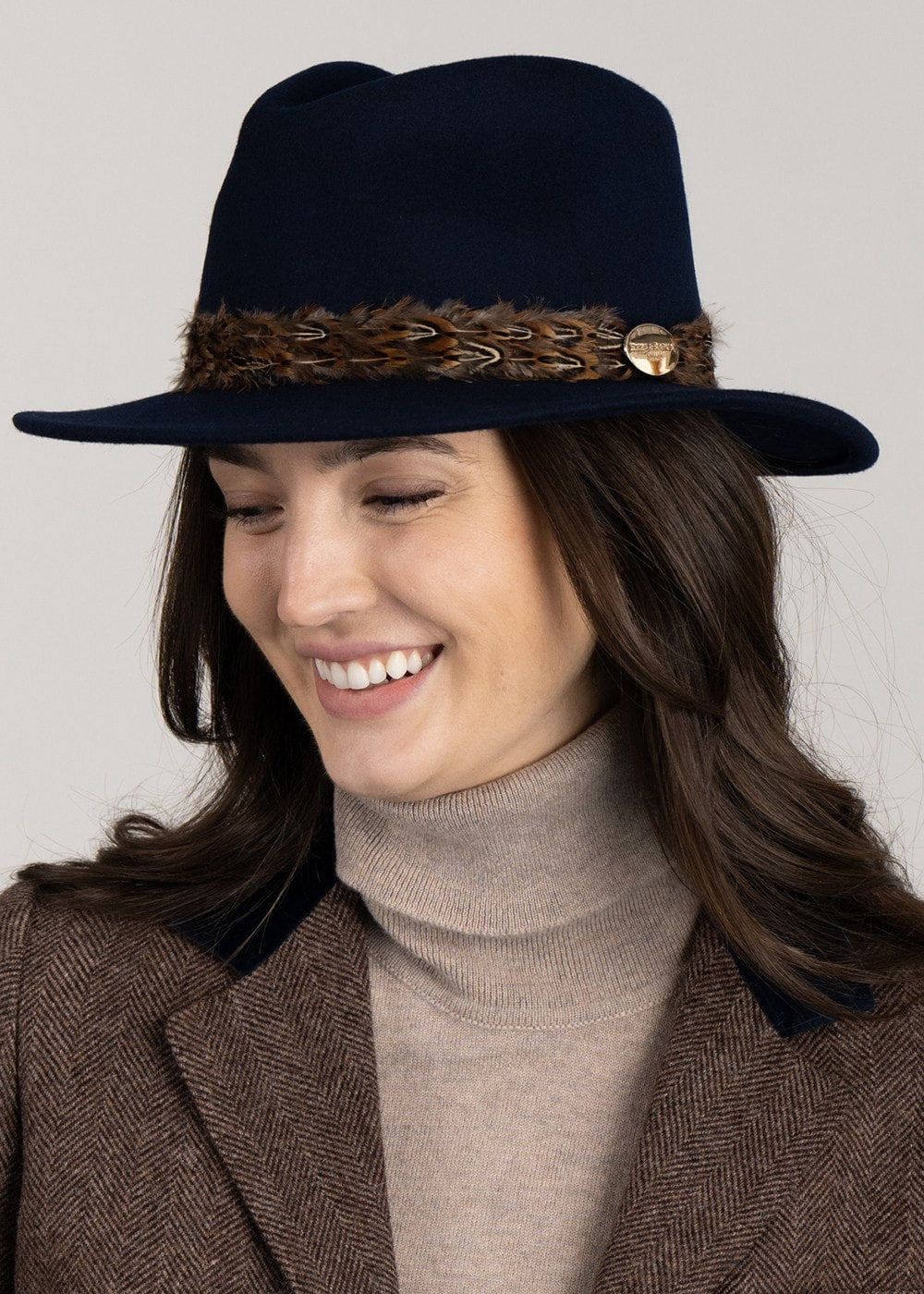 Suffolk Fedora Bronze Wrap - Navy - 3