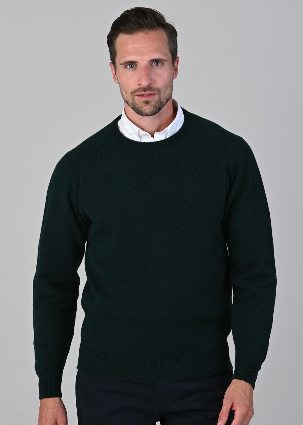 Leven 2 Ply Lambswool Crew Neck - Tartan Green - 2