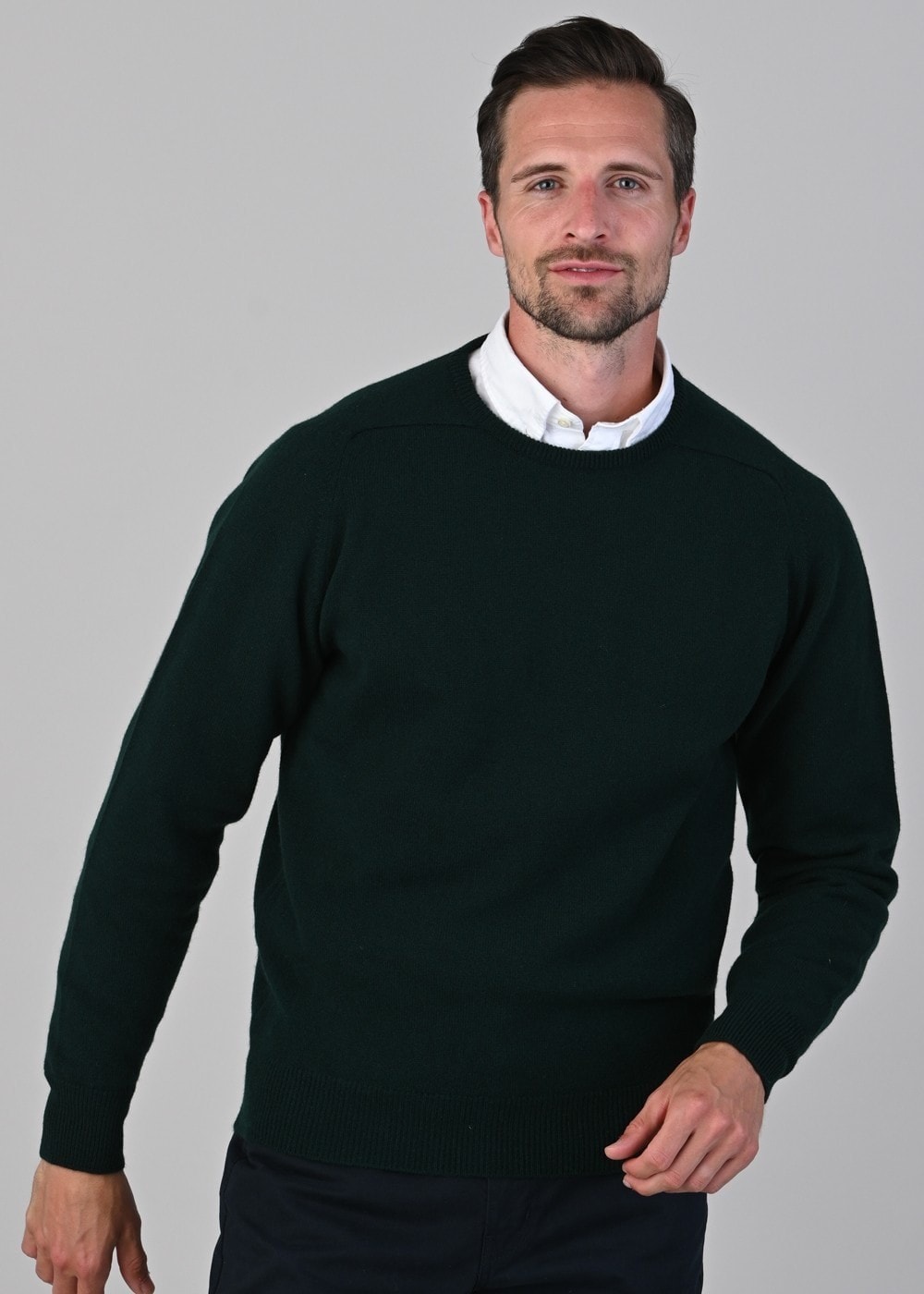 Leven 2 Ply Lambswool Crew Neck - Tartan Green - 4