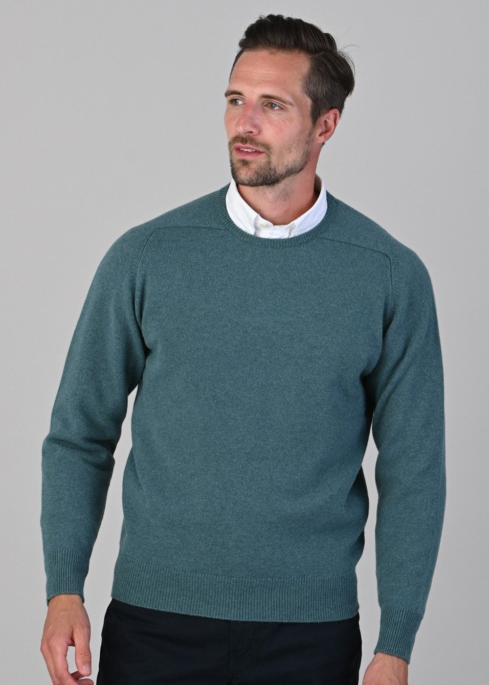 Leven 2 Ply Lambswool Crew Neck - Caspian - 3