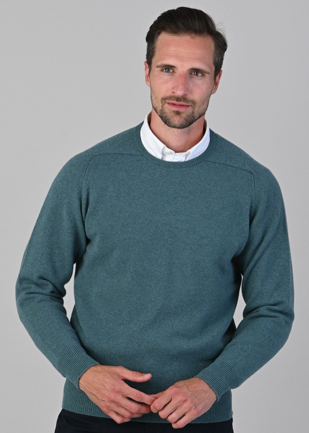 Leven 2 Ply Lambswool Crew Neck - Caspian - 4