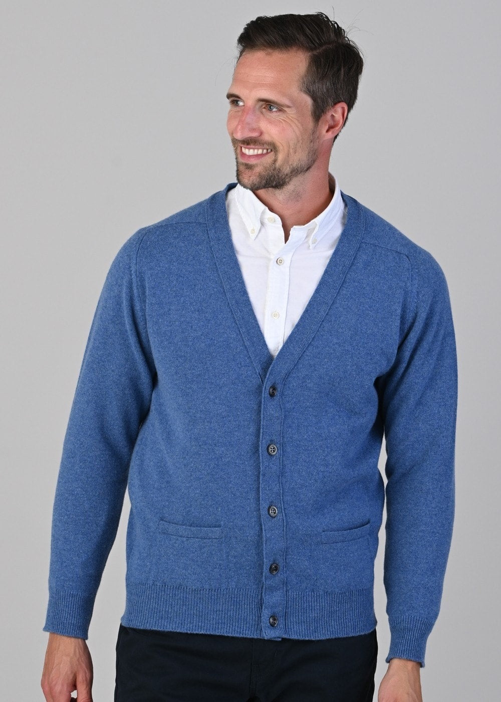 Leven 2 Ply Lambswool Cardigan - Jeans - 2