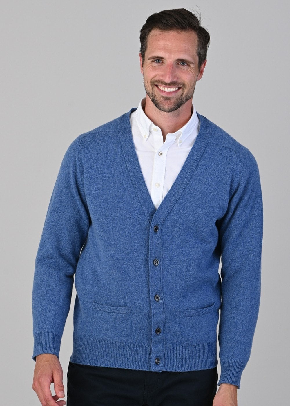 Leven 2 Ply Lambswool Cardigan - Jeans - 3