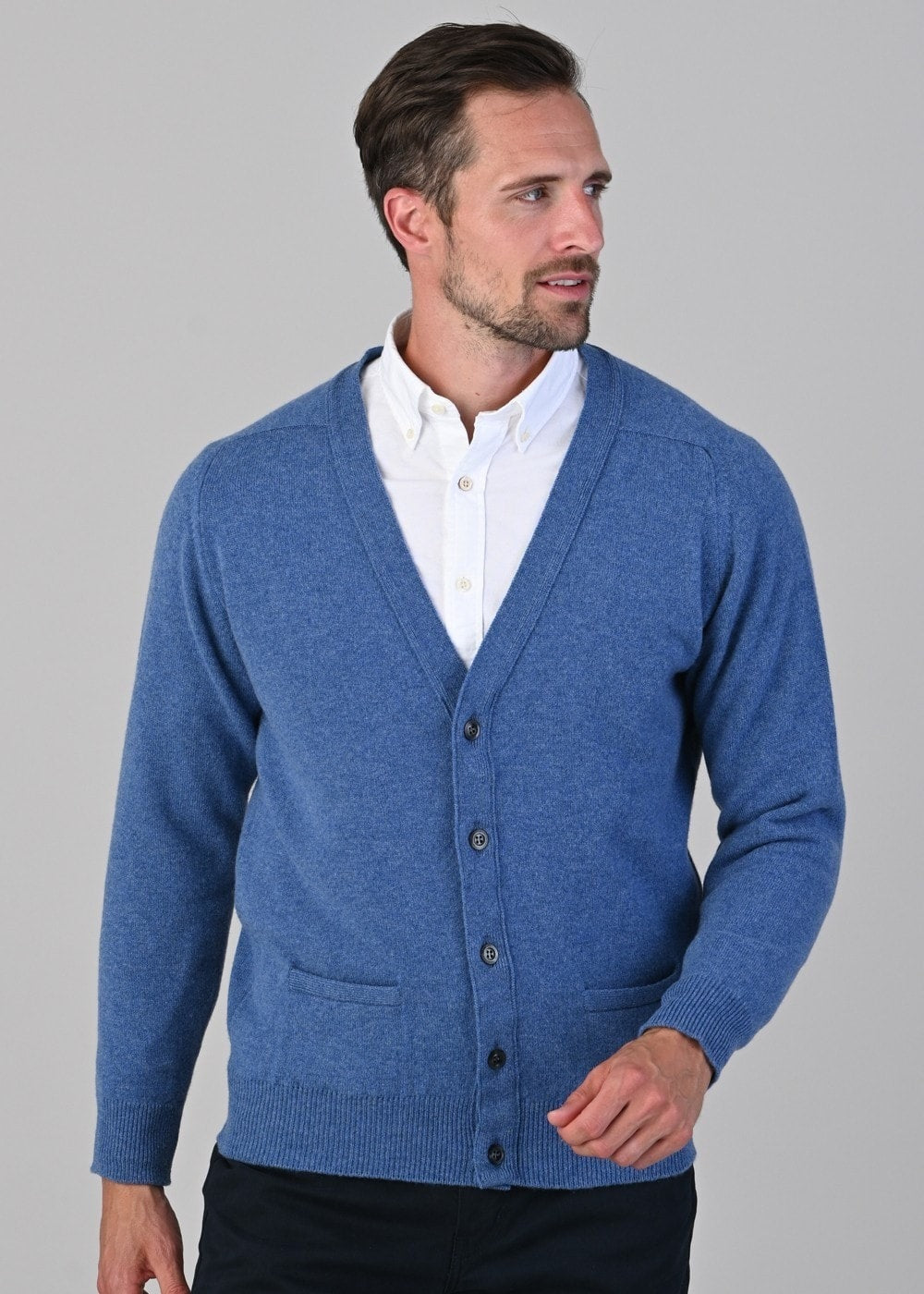 Leven 2 Ply Lambswool Cardigan - Jeans - 4