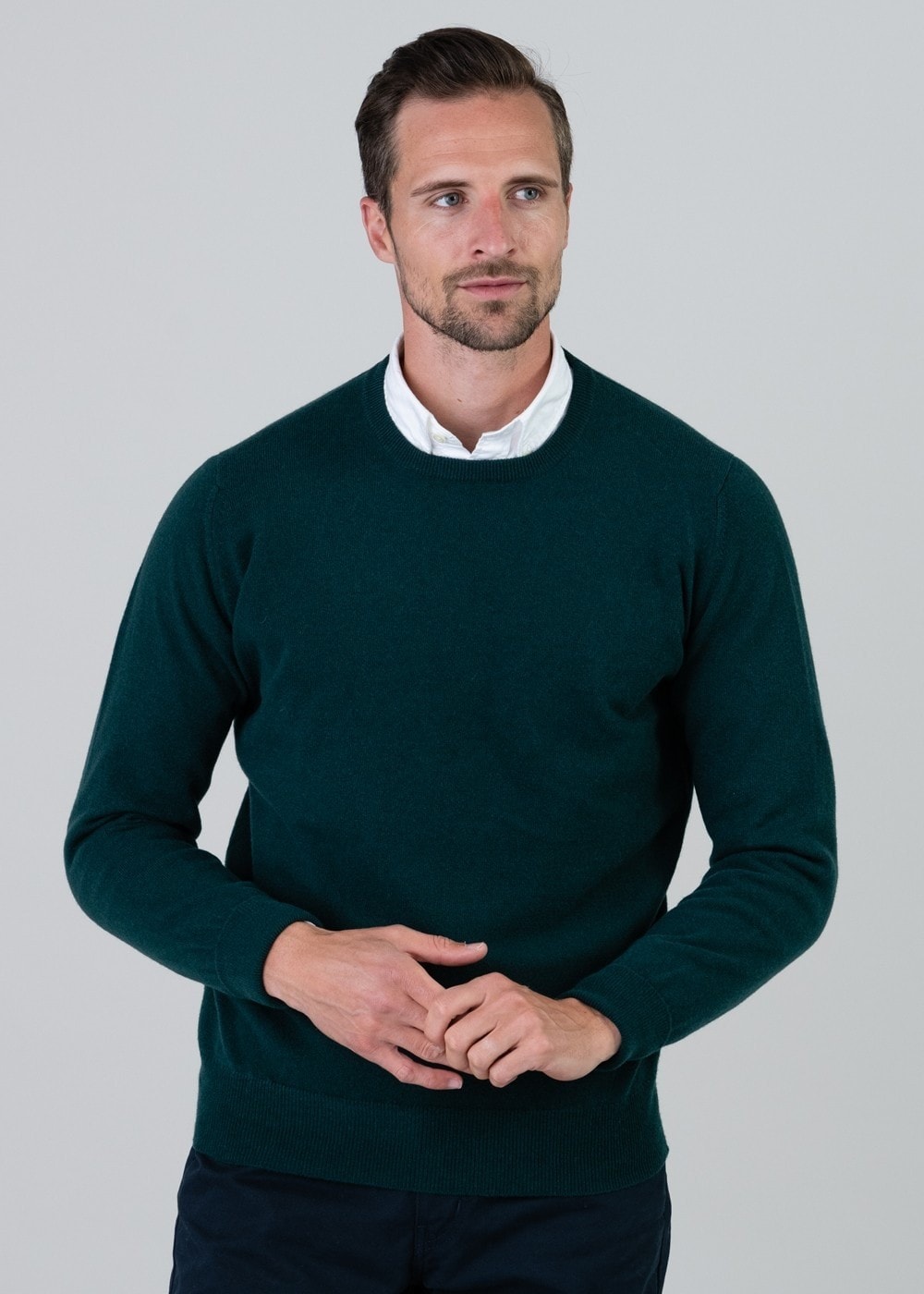 Gordon 1 Ply Geelong Crew Neck - Tartan Green - 2