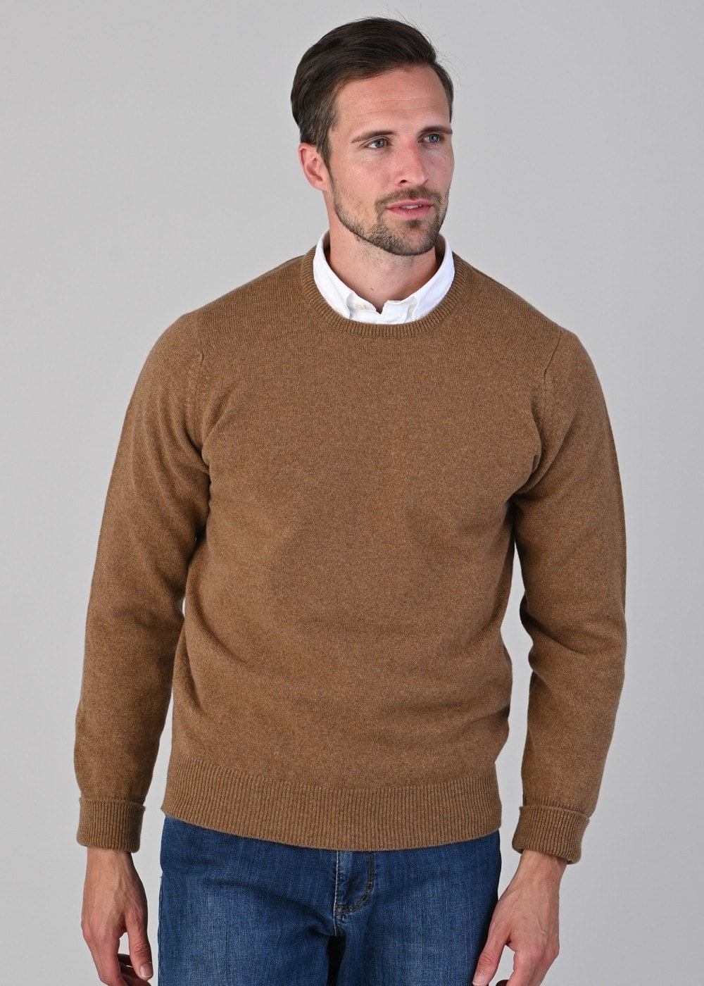 Rob 2 Ply Lambswool Crew Neck - Driftwood - 2