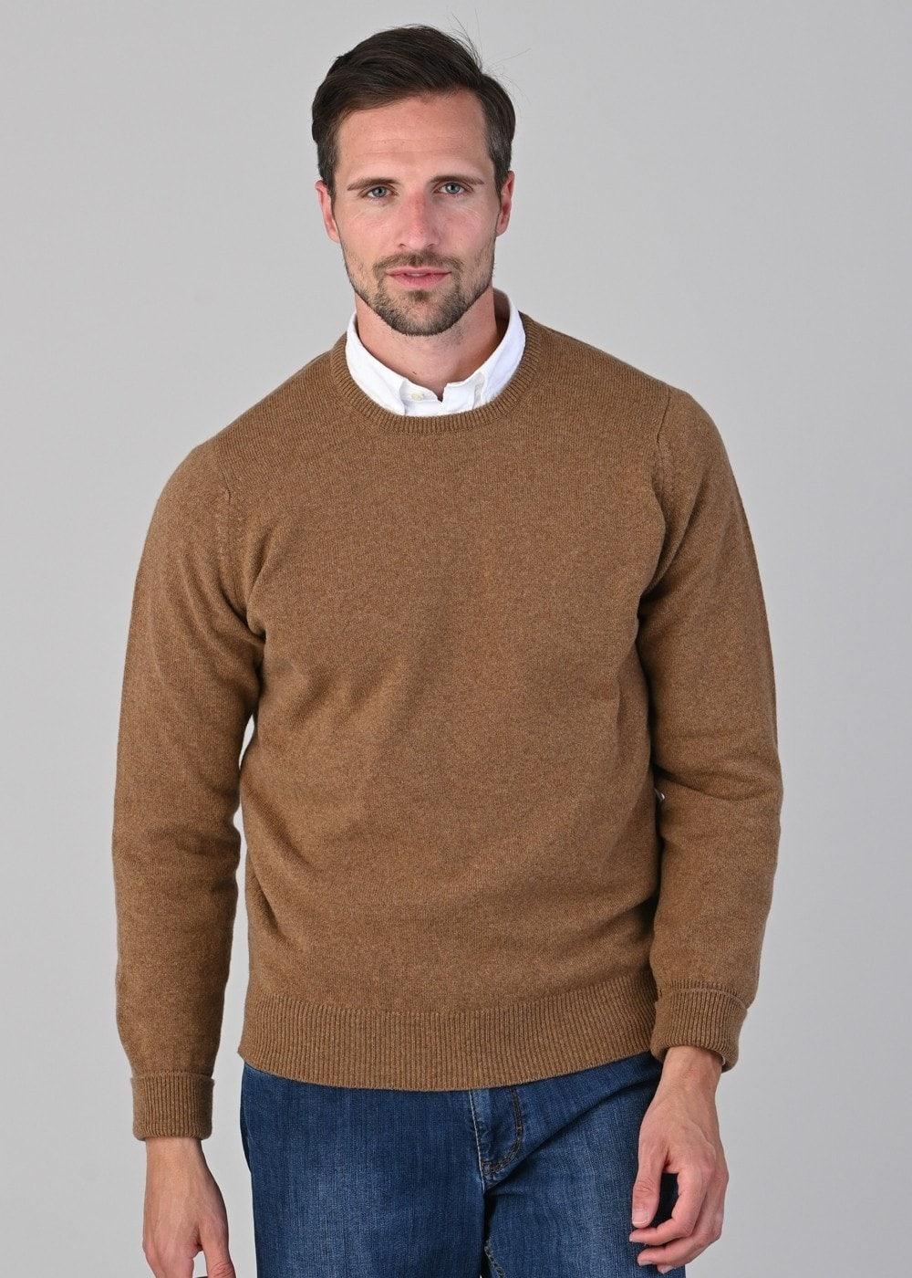 Rob 2 Ply Lambswool Crew Neck - Driftwood - 4