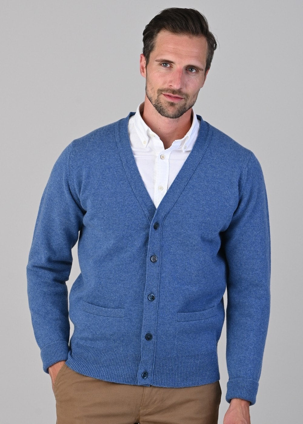 Rob 2 Ply Lambswool Cardigan - Jeans - 2