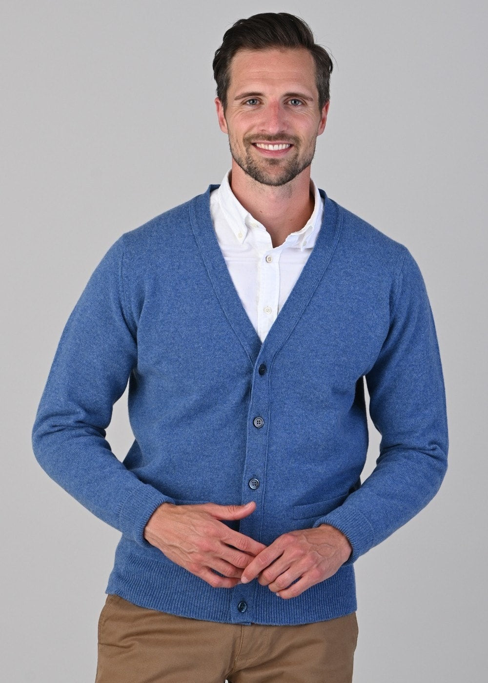 Rob 2 Ply Lambswool Cardigan - Jeans - 3