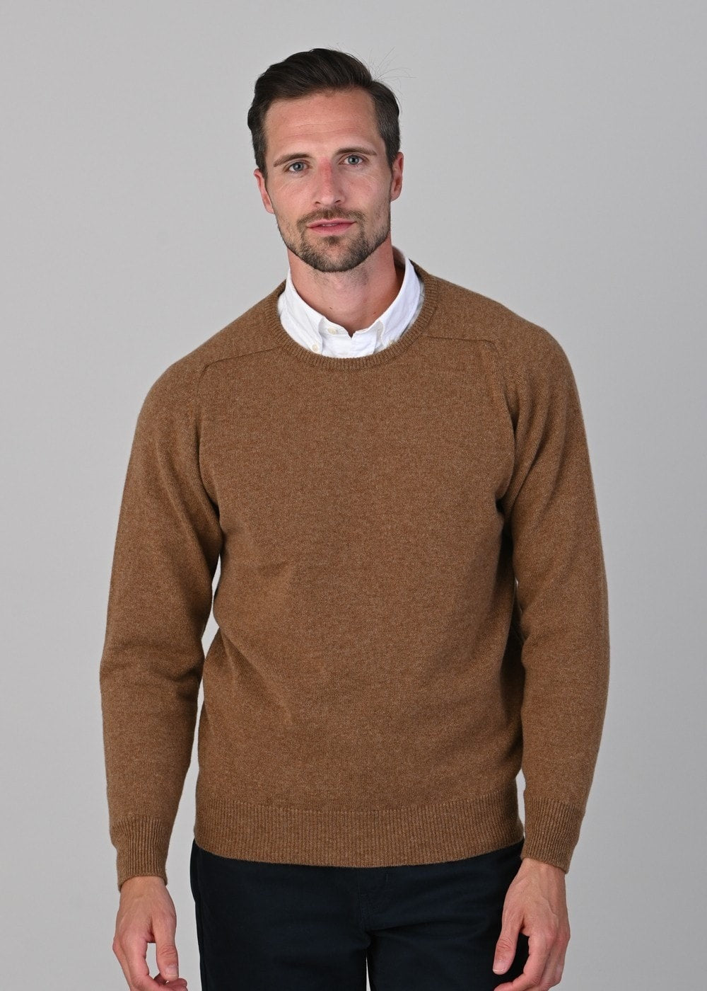 Leven 2 Ply Lambswool Crew Neck - Driftwood - 1