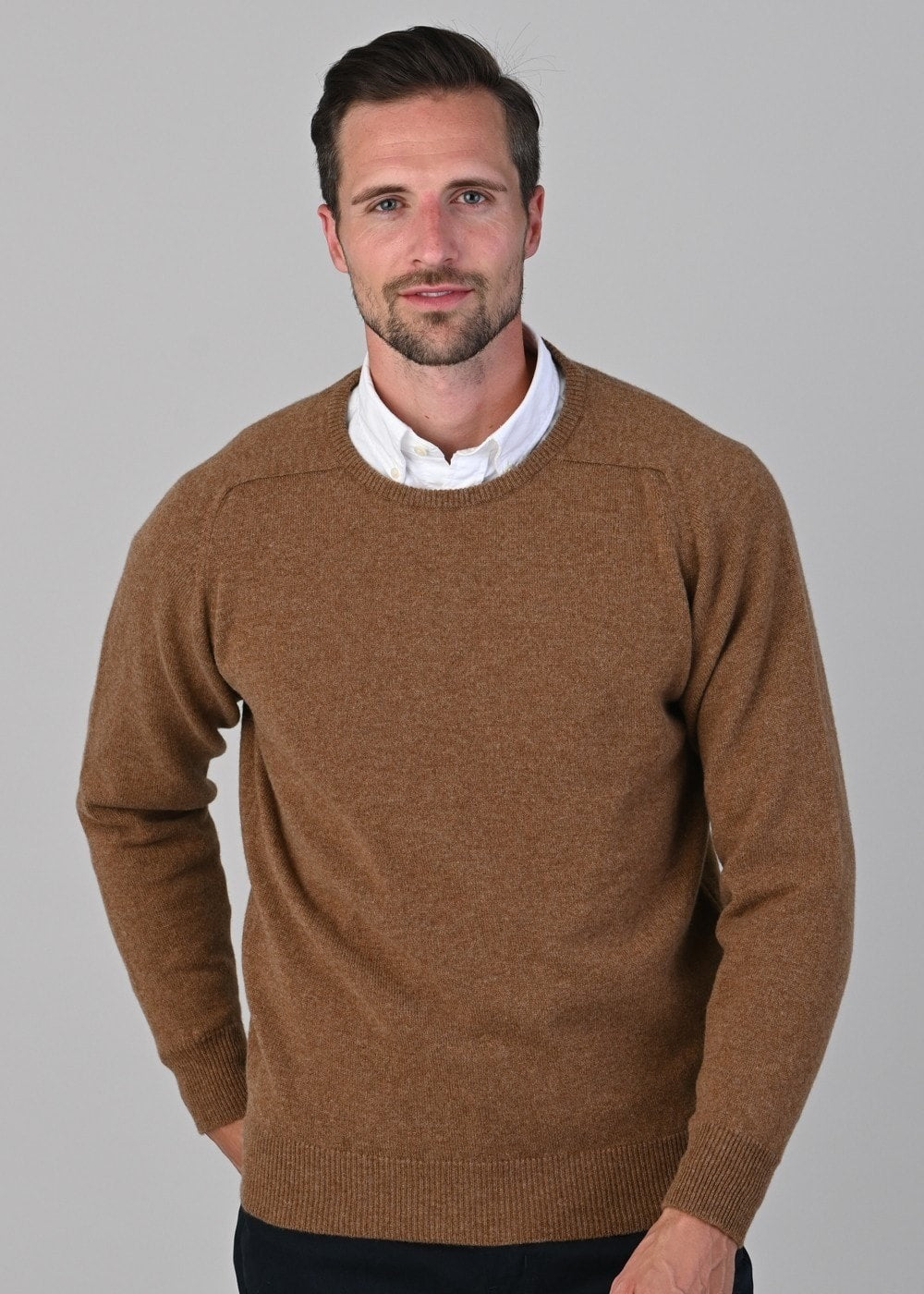 Leven 2 Ply Lambswool Crew Neck - Driftwood - 2