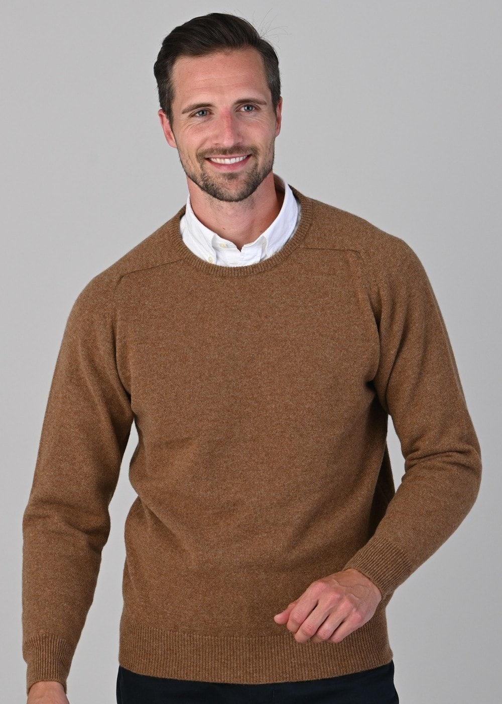 Leven 2 Ply Lambswool Crew Neck - Driftwood - 3