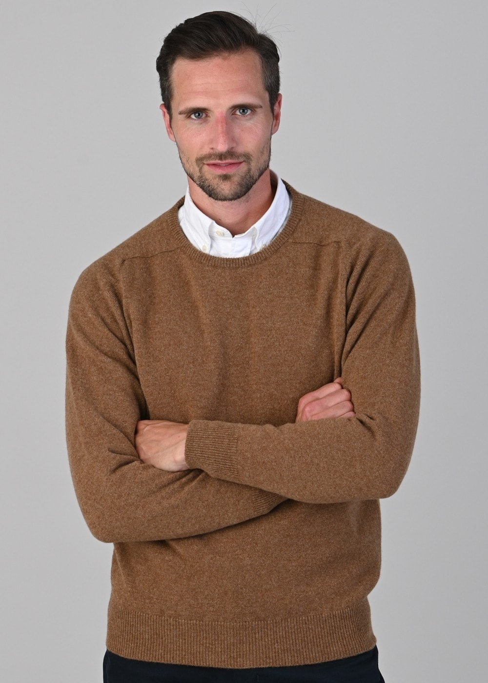 Leven 2 Ply Lambswool Crew Neck - Driftwood - 4