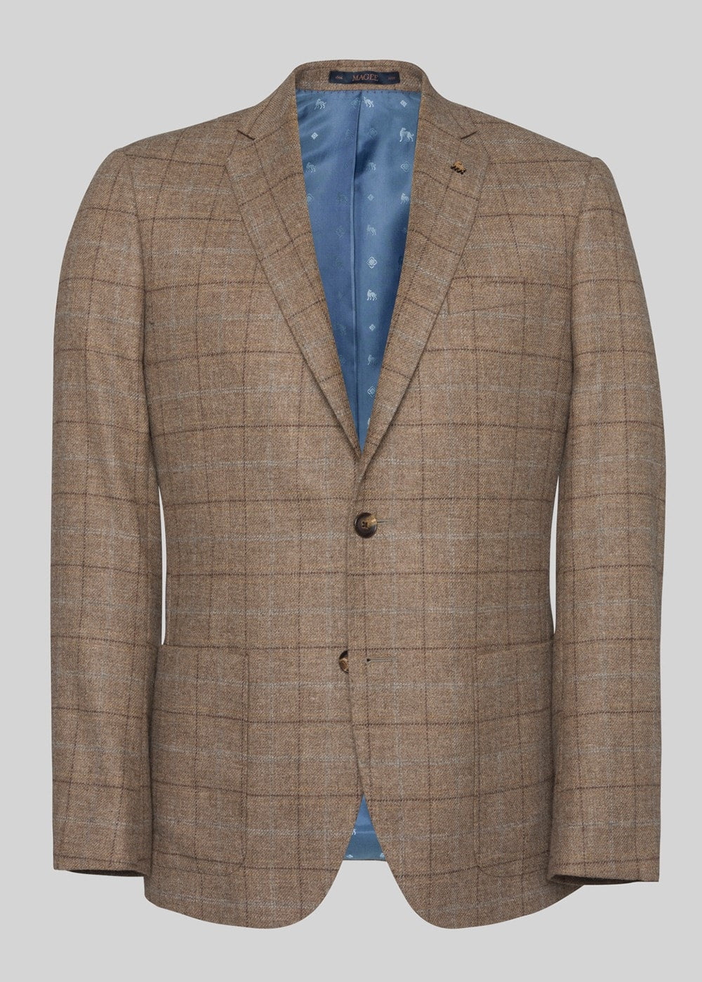 Midweight Tweed Jacket - Oatmeal with Brown, Rust and Fawn Check - 3